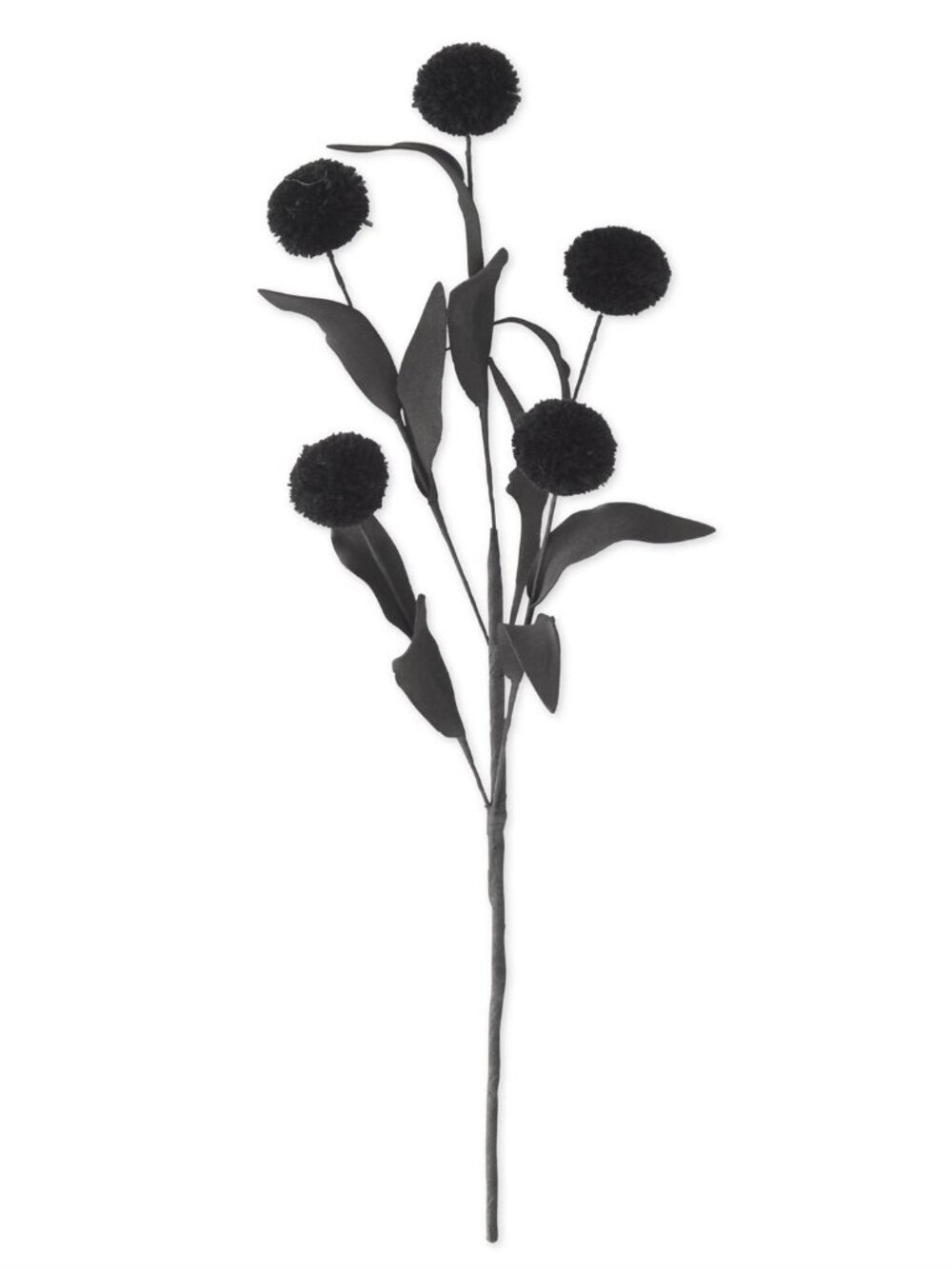 13 Inch Black 5 Ball Pompom Pick w/Black Eva Leaves NEW